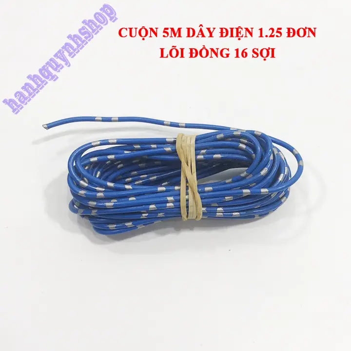 Cuộn 5m dây điện nhật 1.25 đơn lõi đồng 16 sợi 5 màu, dây điện đơn 3