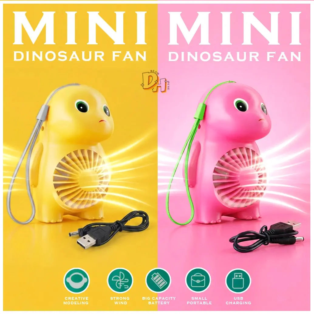 Kipas Angin Mini Portable Karakter Dino Naloong/Nailong