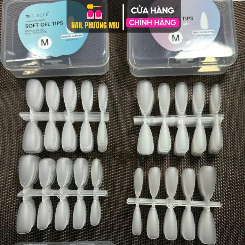 Hộp 100 Móng Úp Nhám Trong JNICE Đủ Form Bầu Nhọn Thang Làm Nailbox Tiện Lợi Size S M Theo Vỉ 10 Móng Nữ Women dụng cụ nail box