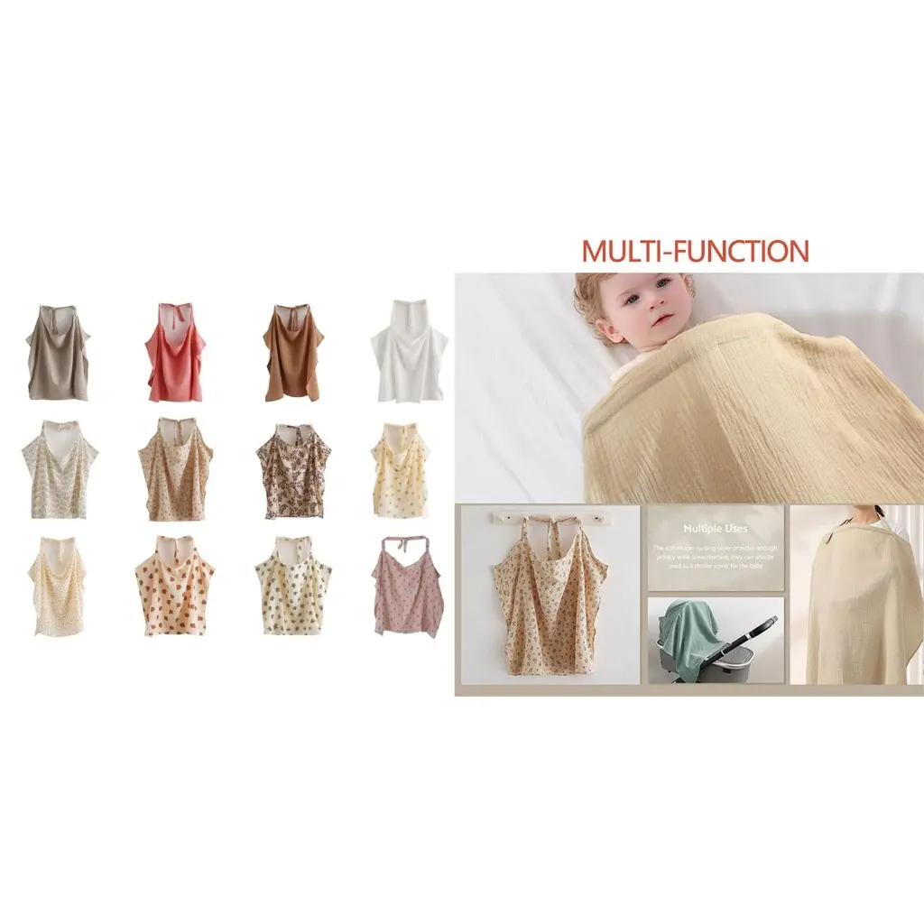 Lightweight Muslin Nursing Cover for Breastfeeding Breathable & Comfortable Nursing Apron Cotton Cover for Mom & Baby