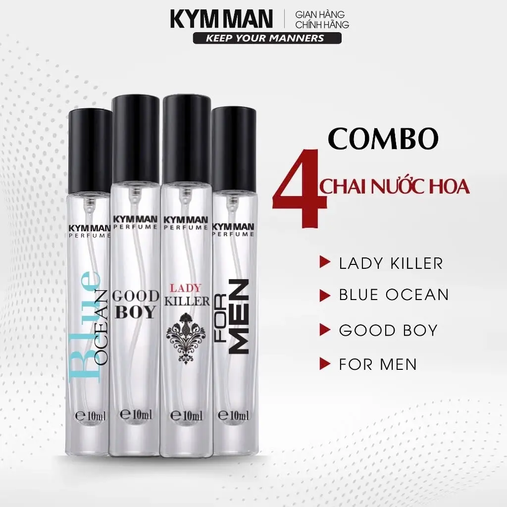 Combo 4 Chai Nước Hoa LADY KILLER + GOOD BOY + BLUE OCEAN + FORMEN 10ML - KYM MAN Perfume Cosmetic