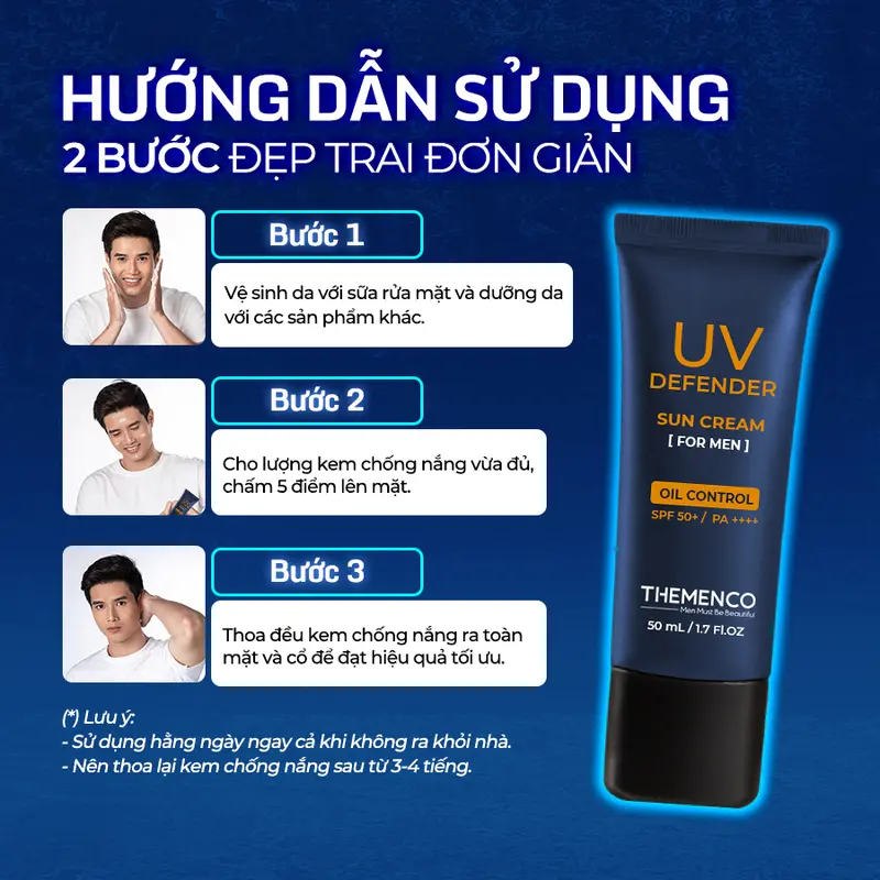 [Tặng Sữa Rửa Mặt Khi Mua Từ 2SP] Kem Chống Nắng Dành Cho Nam Giới UV Defender Sun Cream Themenco 50ml 2