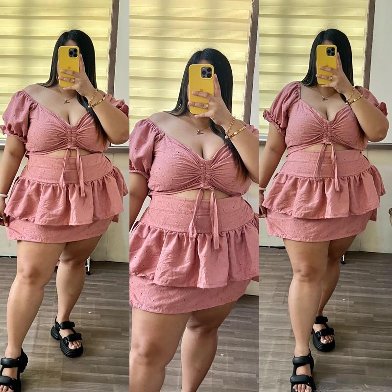 VIY EYELET COORDINATES | PLUS SIZE EYELET TOPS W/ DRAWSTRING & SKIRT TERNO 6
