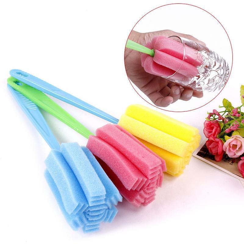 Product Introduction of Kitchen Cleaning Tool Sponge Brush For Wineglass Bottle Coffe Tea Glass Random Color R7O7 17