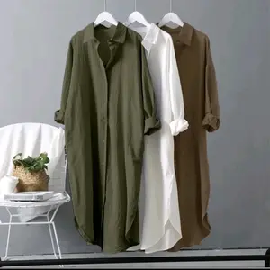 kemeja tunik wanita crinkle airflow//long tunik wanita terbaru//long tunik wanita jumbo size Airflow Kancing