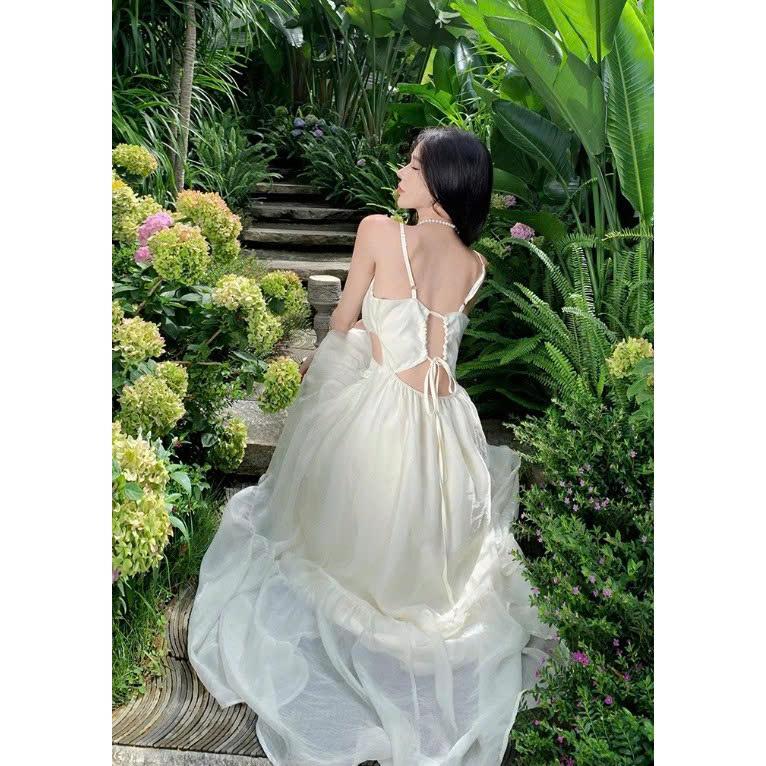 Product Introduction of Đầm Maxi Váy Đi Biển Dáng Dài Xoắn Ngực May 2 Lớp Vải Voan Tơ QC Thiết Kế Hở Lưng Chiết Eo Sexy Cho Các Nàng Đi Biển 24