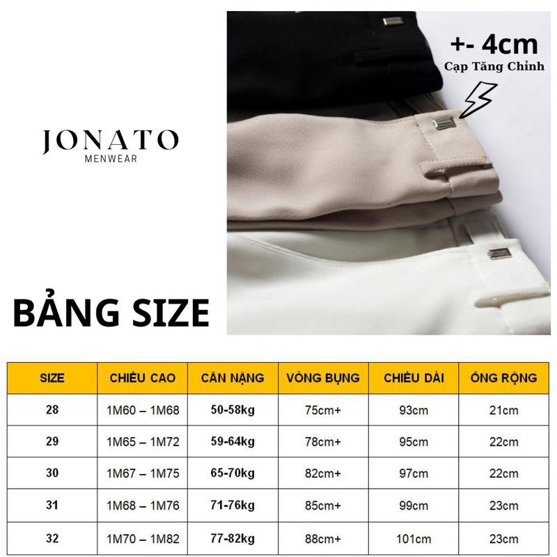 Quần tây nam ống suông tăng chỉnh cạp JONATO, quần vải ống rộng phong cách trẻ trung năng động, J076 4