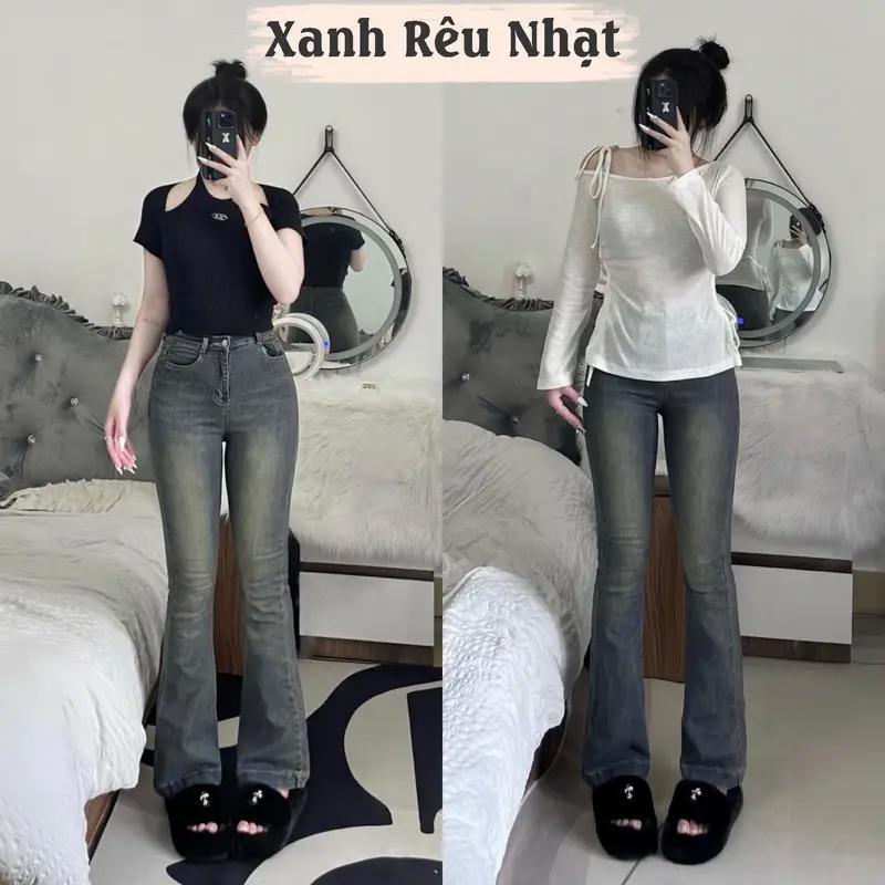 Quần Jean Ống Loe Chất Co Giãn QJ10 Nữ Women  Pants Ong Denim 3