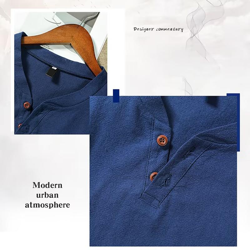 Product Introduction of Men's Casual Loose Fit V-Neck Long Sleeve Linen Beach Shirt kurta  lelaki alain delon kurt a lelaki hari  raya  outfit kurta  3  suku  lelaki 3