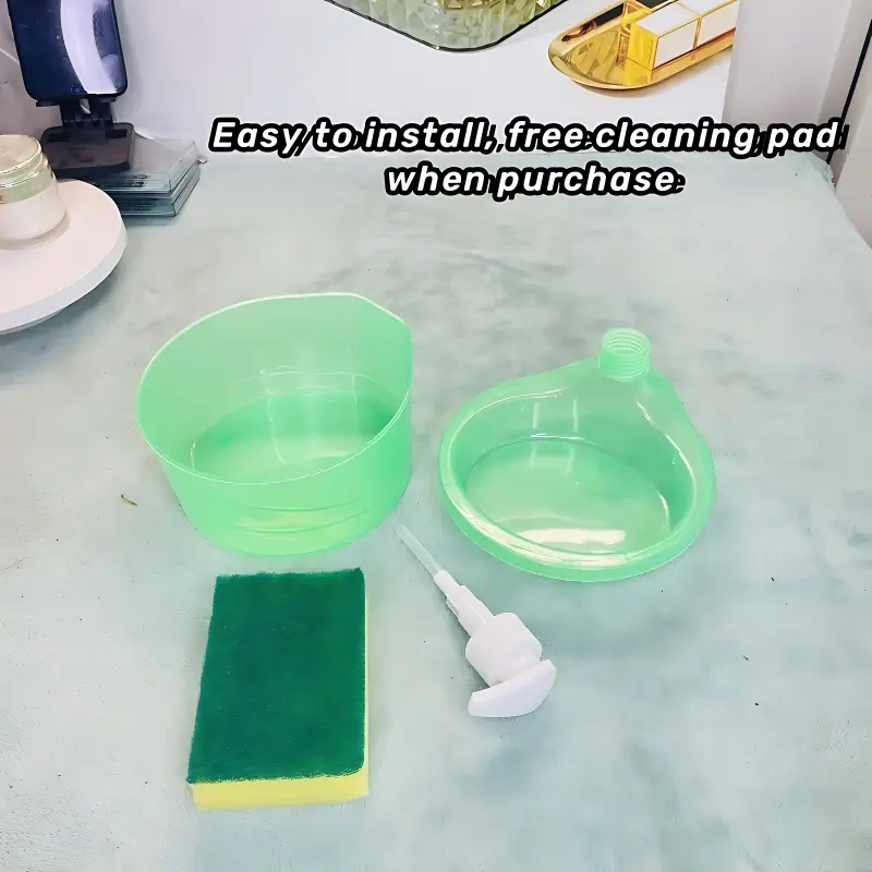 Hộp Bấm Chất Tẩy Rửa Làm Sạch Nhà Bếp, Có Hộp Đựng Bọt Biển, Hộp Đựng Chất Lỏng Tự Động, Hộp Đựng Xà Phòng, Kết Hợp Bàn Chải Rửa Chén 3