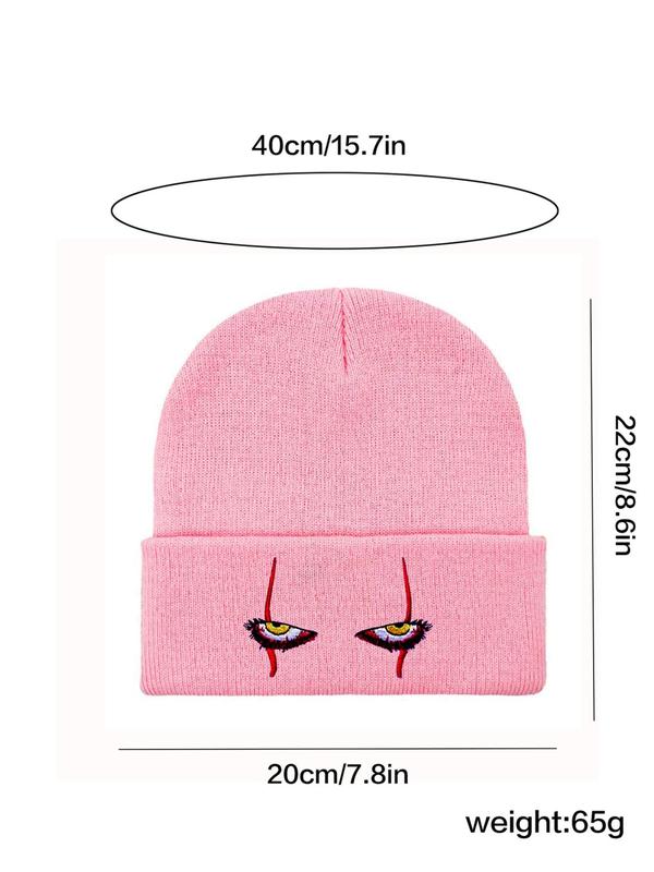 Unisex Street Style Beanie Hat with Eye Design, Casual Trendy Warm Beanie Hat, Fashionable Knitted Beanie Hat For Fall & Winter 7
