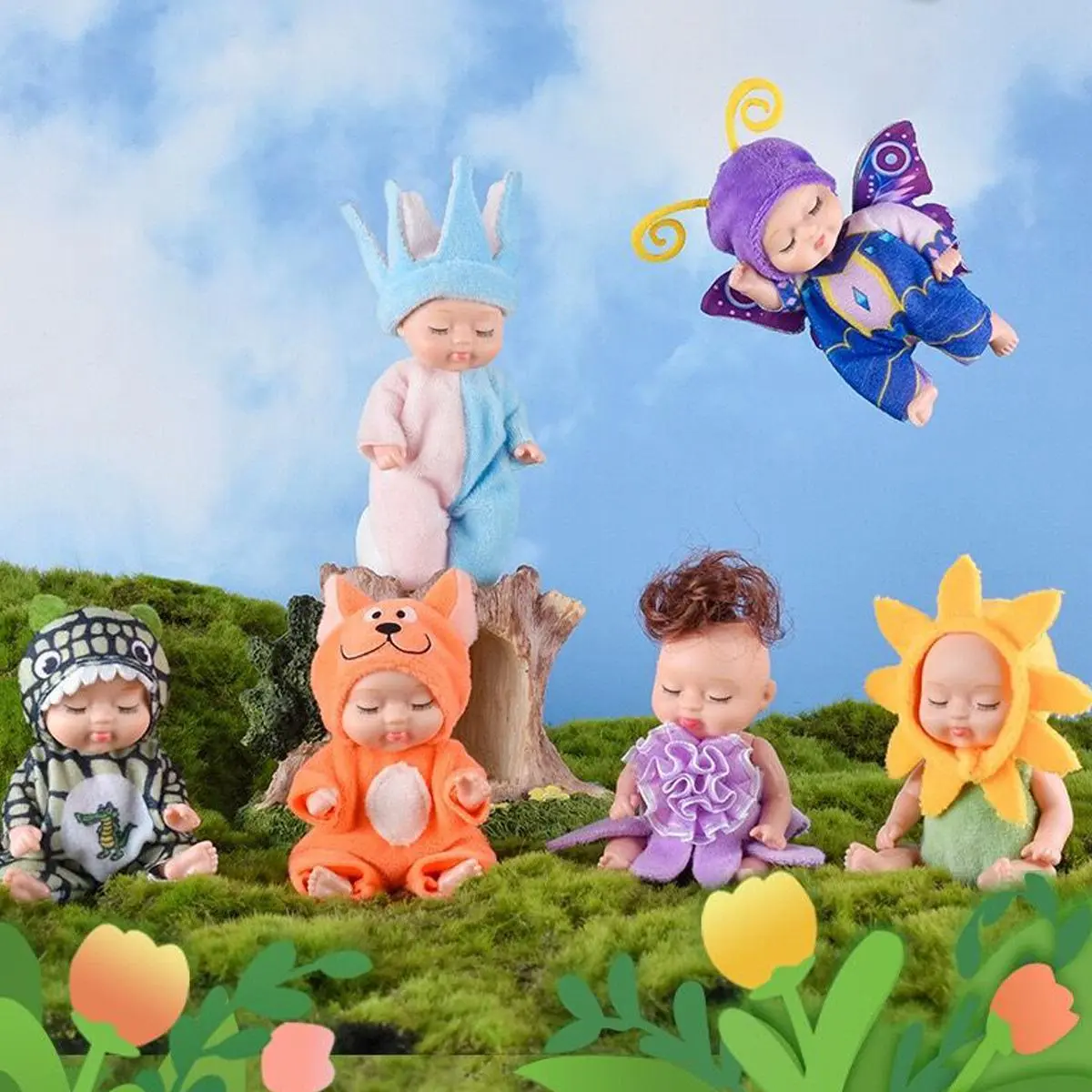 Cute Sleeping Dolls, 6 Counts/set Lovely Clothes Princess Sleeping Simulation Reborn Dolls, Doll Accessories