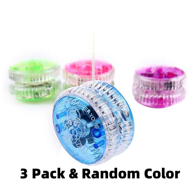 Light Up Yo Yo Ball Bulk, 3 Counts LED Responsive Ball, Colorful Plastic Responsive Bearing Ball for Birthday Carnival Prizes Party Favors, Random Colors 8
