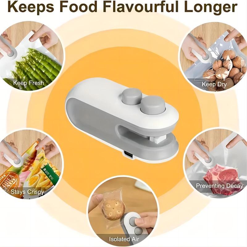 2 in 1 Mini Bag Sealer & Cutter, 1 Count Type-C Charging Portable Household Heat Sealer, Magnetic Mini Bag Sealer for Home Kitchen 3