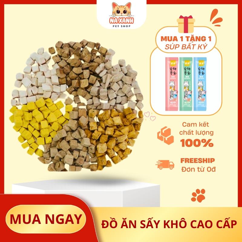Thức Ăn Sấy Khô Cao Cấp Dành Cho Chó Mèo [ Vị Gan Viên, Gan Gà, Ức Gà, Trứng Sấy ] 100g - Na Xanh Petshop 0
