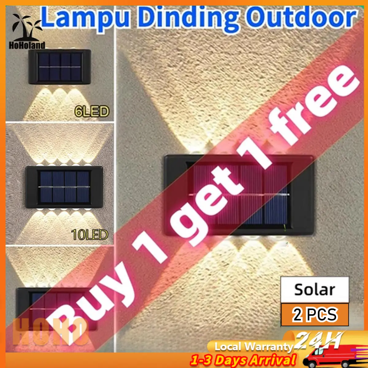 2 PCS 6/10LED Outdoor Solar Wall Light Solar Light Waterproof Solar Led Light for Courtyard Street Landscape Garden Decoration Wall Lamp Solar Light Lampu LED Electric Glass House pencahayaan taman & laman tiada waranti outdoor decorumah lampu  taman