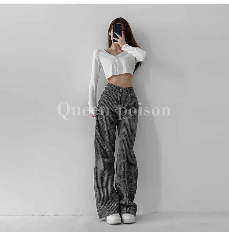 Product Introduction of Quần Dài Jean Cảm Giác Không Khí, Dệt Cổ Điển, Dành Cho Phụ Nữ, Dáng Rộng, Kiểu thụng Thẳng, Quần quét đất Nhà, Bó Sát, Cạp Cao, Phong Cách Thường Ngày Quần Ống Rộng, Ý Tưởng Quà Tặng Tuyệt Vời Women 35