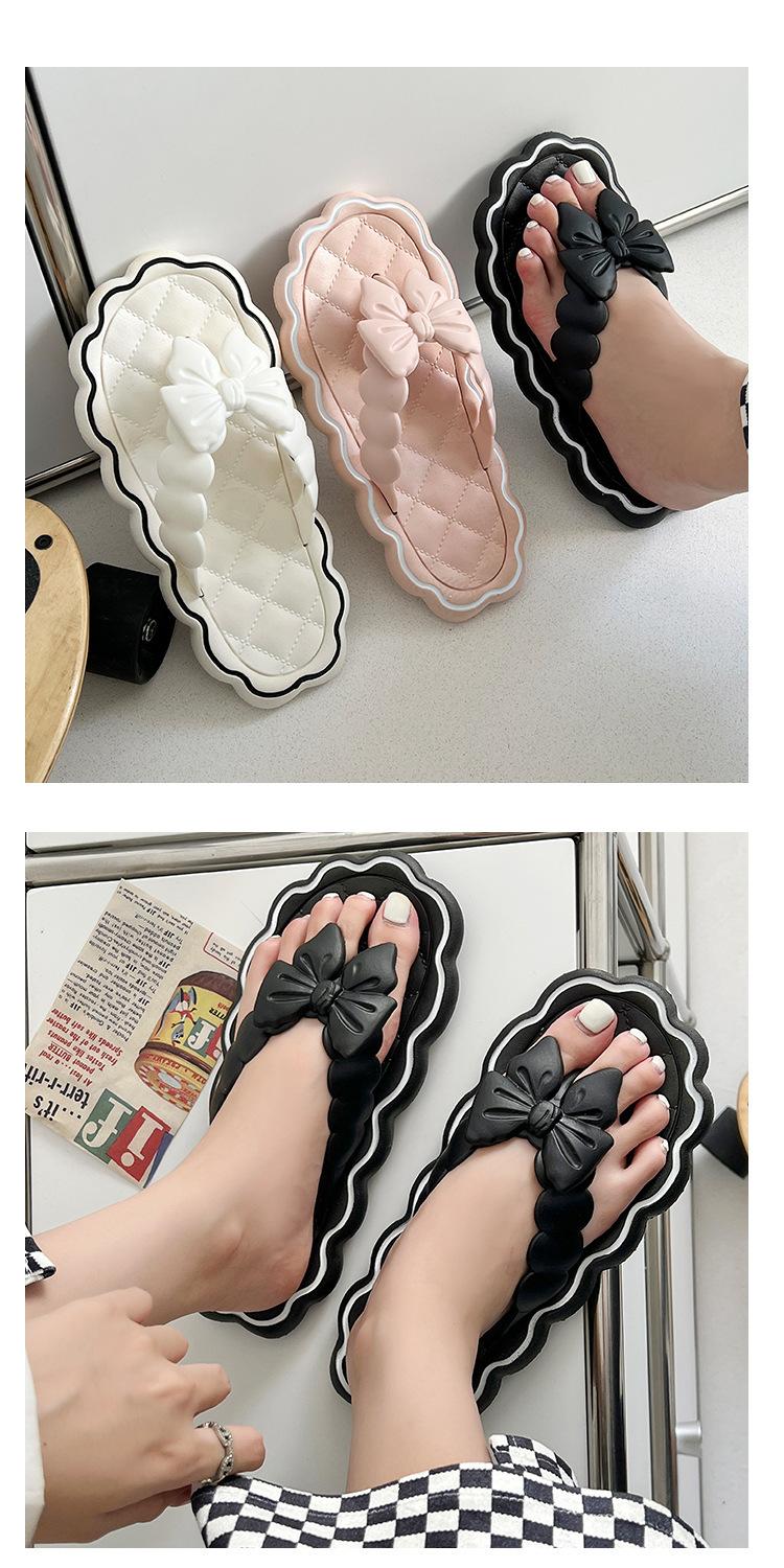 Product Introduction of Summer lace slippers, flip flops, fairy style, sweet and elegant, wearing bow shaped flip flops on the beach, cool slippers Walking Shoes Footwear Women Girl Shoes Comfort Sandal Decor Weight 8