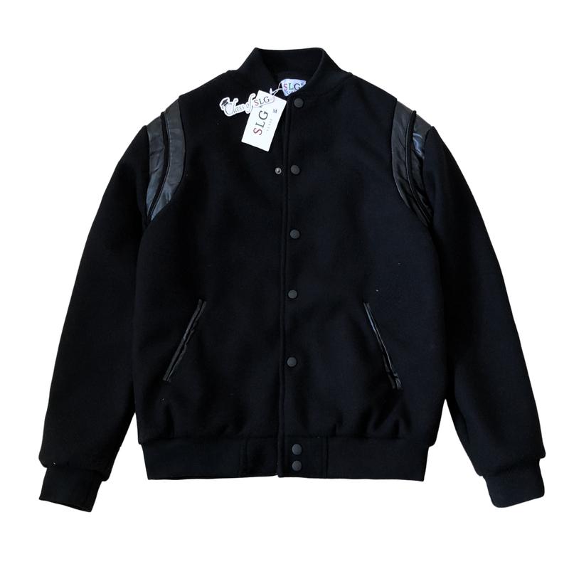 Áo khoác bomber varsity jacket Six Legends teddy đen vai đen