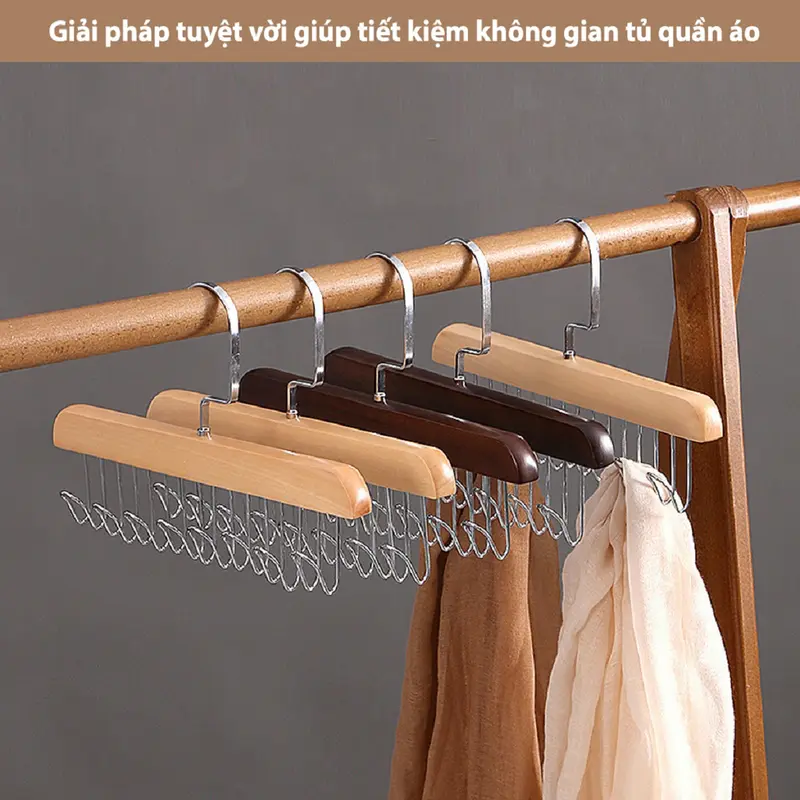 Combo 5 Móc gỗ treo đồ lót áo ngực áo 2 dây bra Giá treo 8 mắc bằng gỗ treo áo lót cà vạt thắt lưng túi xách gọn 7