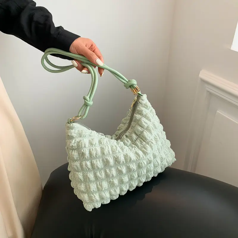 2024 Spring Summer Wave Singapore Simple Handbag Soft Pleated Underarm Crossbody Bag with Adjustable Strap Waterproof Canvas Compact Square Bag st  argo  bag mini  kelly  china  bag larg capacity tas mewah tapi shoulder erin birkin sen luxury bags