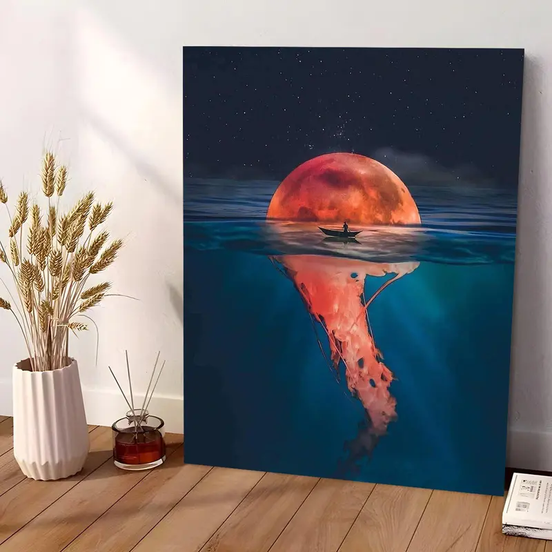Jellyfish Pattern DIY Acrylic Painting Kit without Frame, DIY Painting Supplies for Home Decor, Wall Art Decor for Home Living Room Bedroom 2