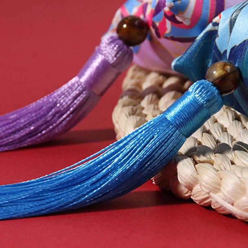 Product Introduction of Floral Flower Tassel Drawstring Bag Beaded Fish Chinese Style Sachet Bag Mini Coin Purse Bird Canvas Ethnic Flower Handbag Festival 11