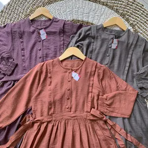 Ayra Dress Linen Premium Gamis Remaja Polos Terbaru Muslim