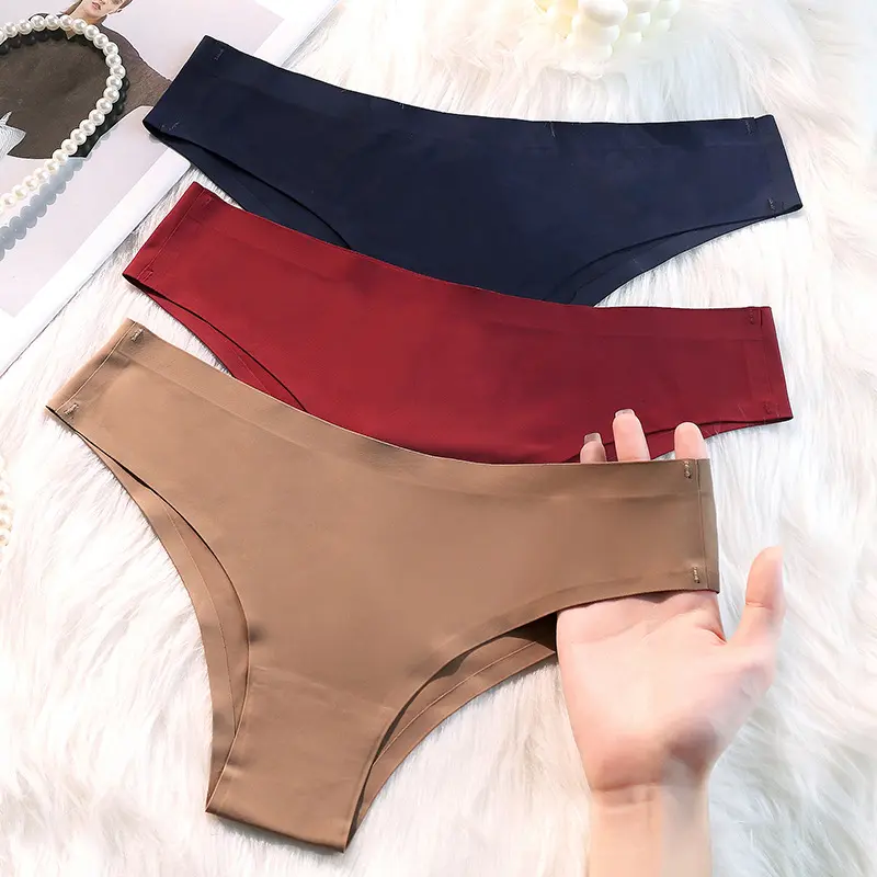Quần Lót Lụa Lạnh Không Đường May, Bán Chạy Mùa Hè, Dành Cho Nữ, Thoáng Khí, Cạp Thường, Quần Lót Nữ Xuất Khẩu Một Mảnh