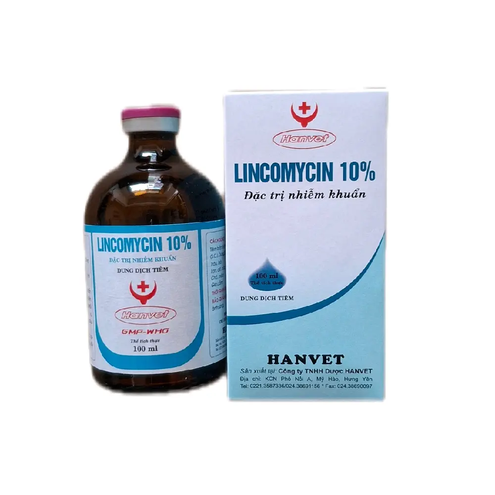 Lincomycin 10% đặc trị nhiễm khuẩn, viêm sưng khớp, viêm phổi, hen suyễn, crd cho gà, lợn, chó, mèo (100ml)