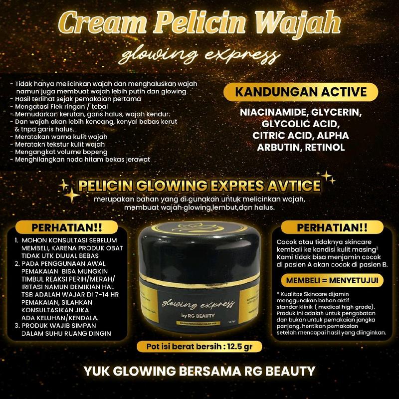 Pelicin Wajah Glowing Express RgSkin Beauty cream flek bandel Mencerahkan whitening 6