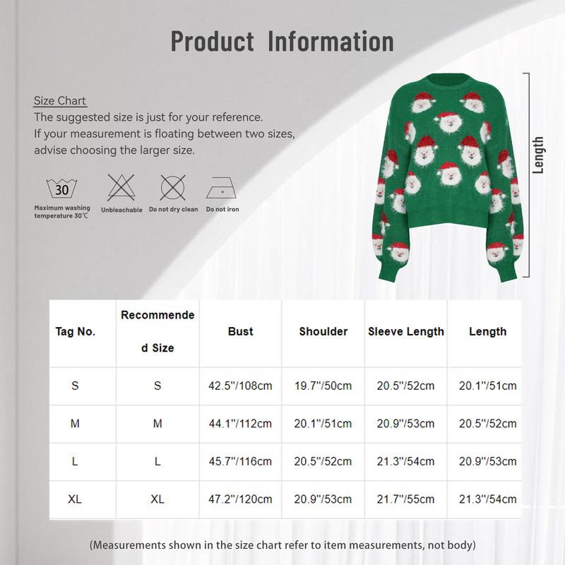 Product Introduction of Winying Womens Christmas Sweater Funny Santa Xmas Jumpers Long Sleeve Round Neck Knitted Knitwear Womenswear Casual 0