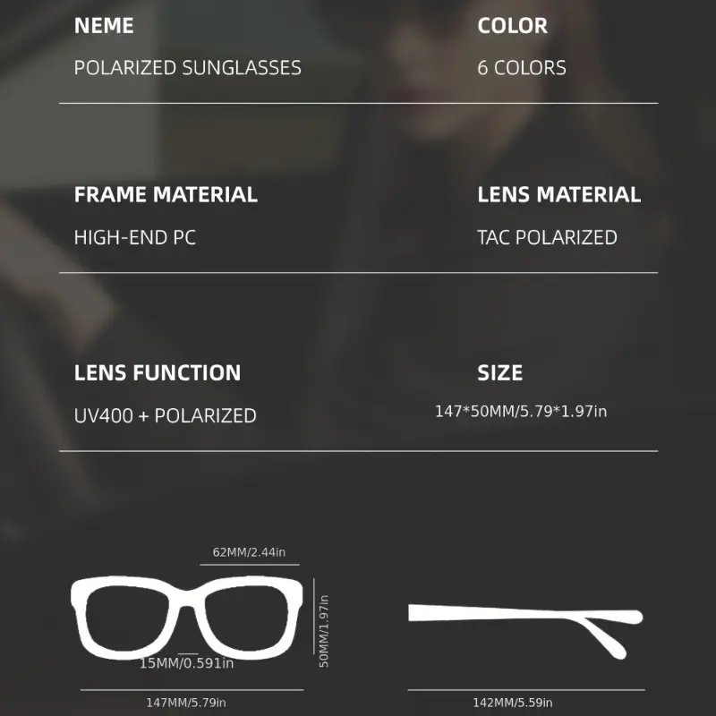 KDEAM Polarized Square Fashion Glasses for Men - Protection, Comfortable 3D Nose Pad, Durable PC Frame & Polarized Lenses, Ideal for Fishing, Driving & Outdoor Activities, Black with Red Accents 1