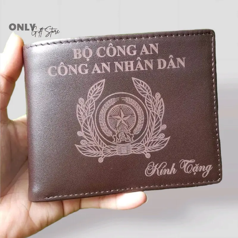 VÍ NAM DA BÒ THẬT KHẮC LOGO LƯU NIỆM | DA BÒ NAPPA CAO CẤP | KÈM HỘP ĐỰNG | WALLET LEATHER Nam Nhiều Ngăn 1