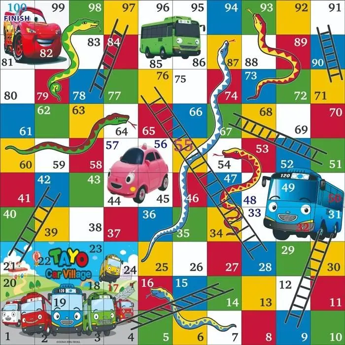 Permainan Ular Tangga Jumbo Tema Tayo - Free Dadu Jumbo