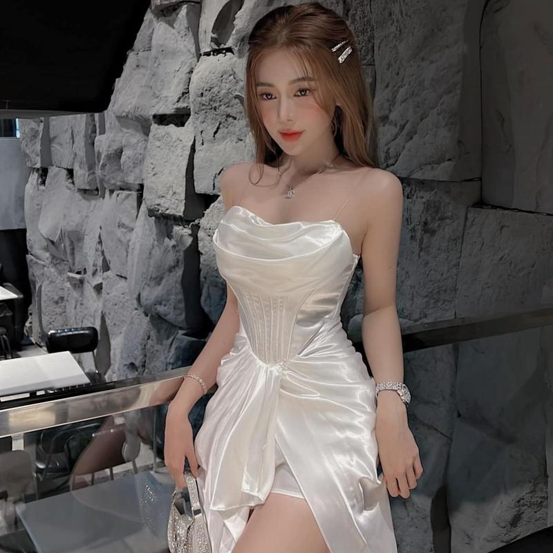 Đầm lụa dự tiệc sang trọng dáng dài xẻ tà - Dress - N161