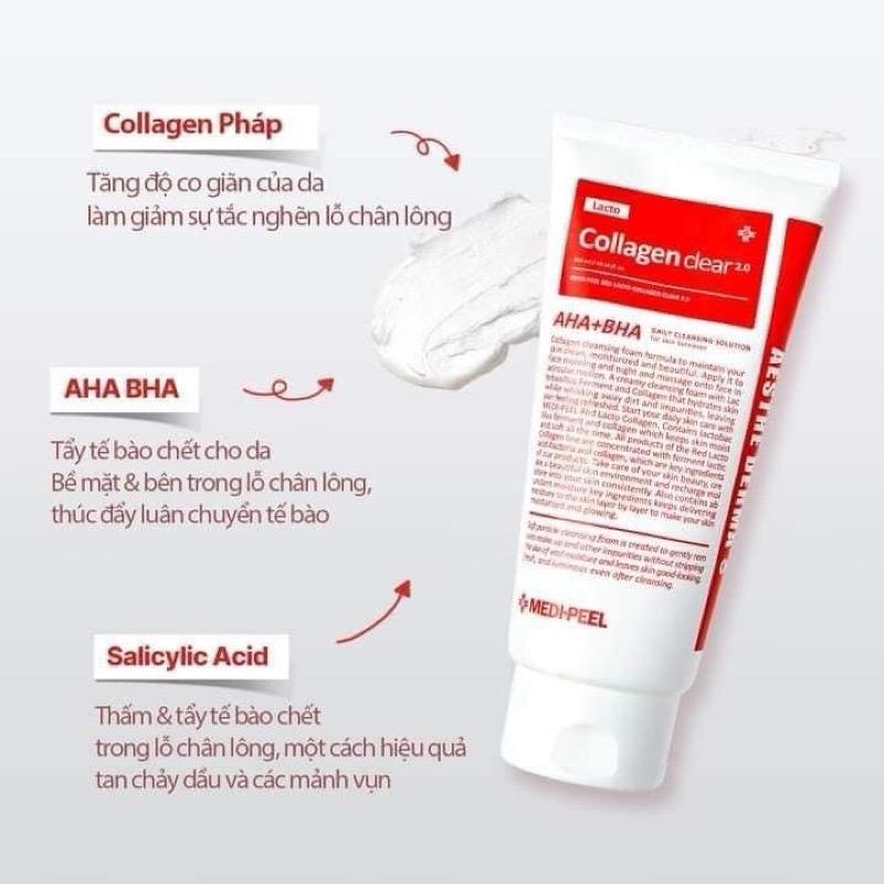 ￼[MẪU MỚI] SỮA RỬA MẶT CHO DA DẦU LỖ CHÂN LÔNG TO MEDI PEEL LACTO COLLAGEN CLEAR 300ML