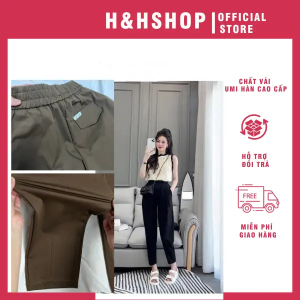 Quần baggy nữ bigsize lưng thun chất umi hàn cao câp - hhshop Women Pants