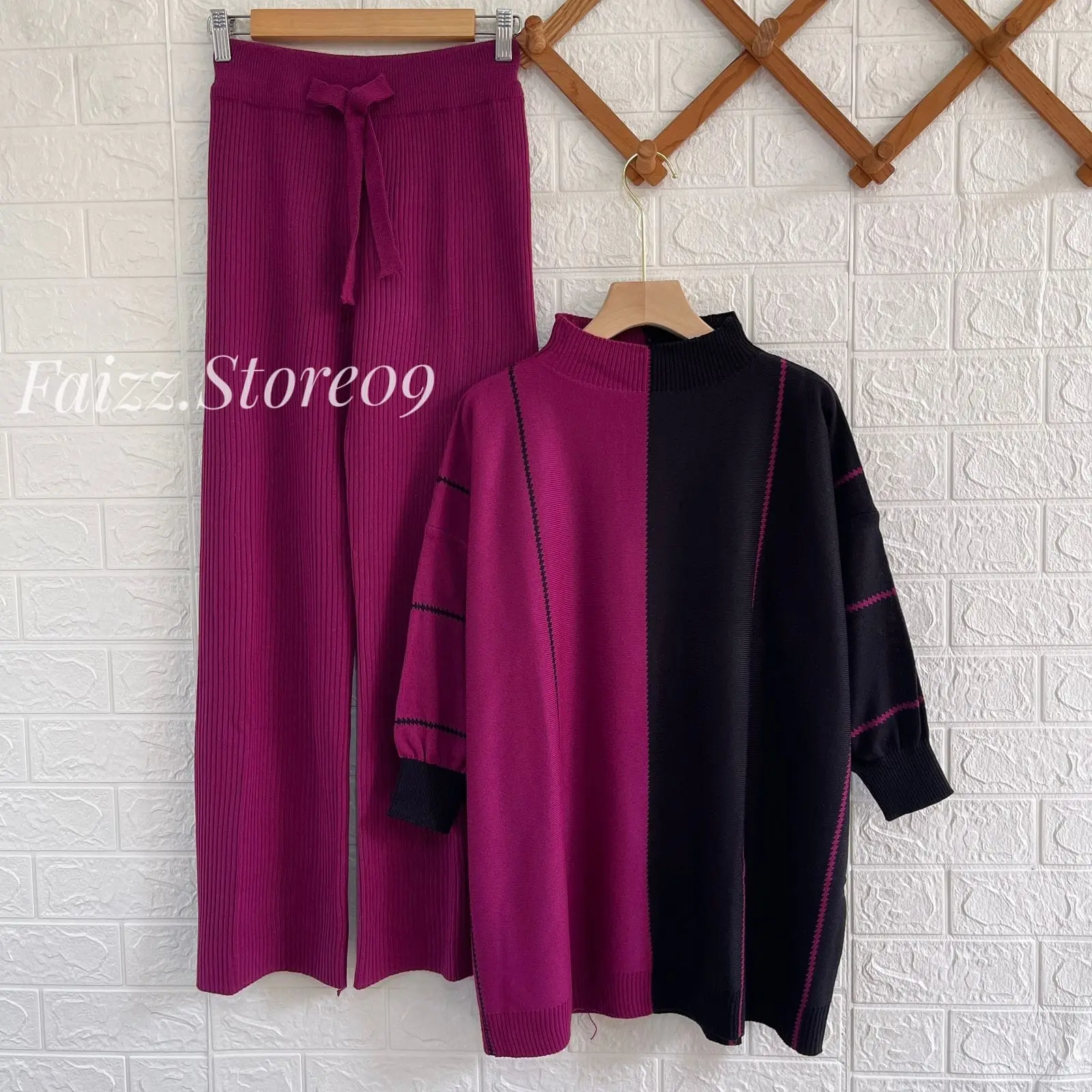 Oneset Laura OVERSIZE Top Atasan Kalong Setelan Celana Kulot Rajut Wanita OVERSIZED Panjang Tangan Bawahan Baju Dewasa Shakila