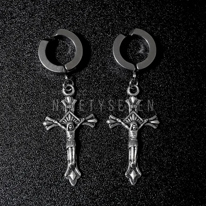 PROJECT NINETYSEVEN - CROSS Earrings - Anting Jepit Pria hitam putih (BELI 3 GRATIS 1) 7
