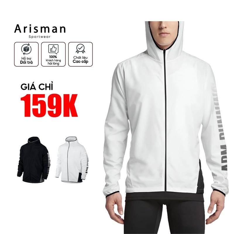 Áo khoác gió chạy bộ 1 lớp mỏng Tập Gym siêu nhẹ ARM chống gió, chống bụi, chất vải dày dặn 0