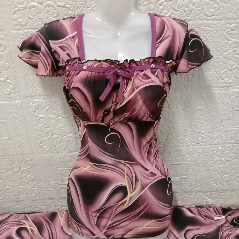 Đồ bộ mặc nhà nữ thun aty, áo thiết kế kiểu tay cánh tiên, quần dài ống ôm, size 12345 - Women 5