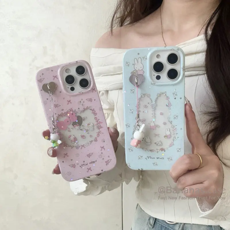 Ốp Điện Thoại Mềm Macaron Màu Kẹo Họa Tiết Thỏ Hoạt Hình Dễ Thương Cho iPhone 16 15 14 13 12 11 Pro Max X XR XS 8 7 Plus SE2020 Ốp Lưng Mềm Bán Trong Suốt Lấp Lánh 1