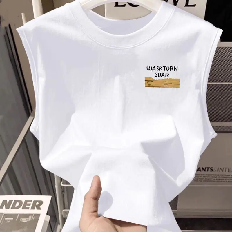 100 Pure Cotton Boys' Sleeveless T-Shirt For Summer, Loose And Good-Looking, Handsome, Medium To Large Children's Simple Sports And Leisure Vest