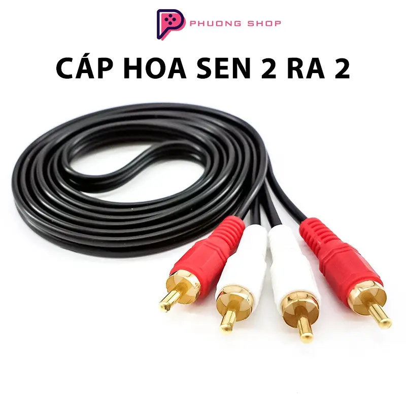 Dây Cáp Hoa Sen 2 Ra 2 Đầu AV dài 1.5M, 3M, 5M, 10M - Dây cáp loa 2 RCA Sang 2 Đầu RCA  Audio bông sen