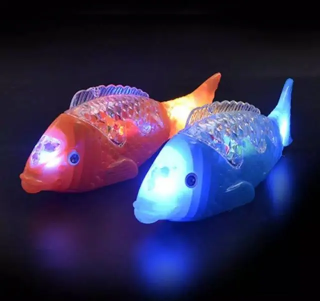 mainan ikan bening lampu dengan full musik bisa jalan charger baterai mainan ikan import