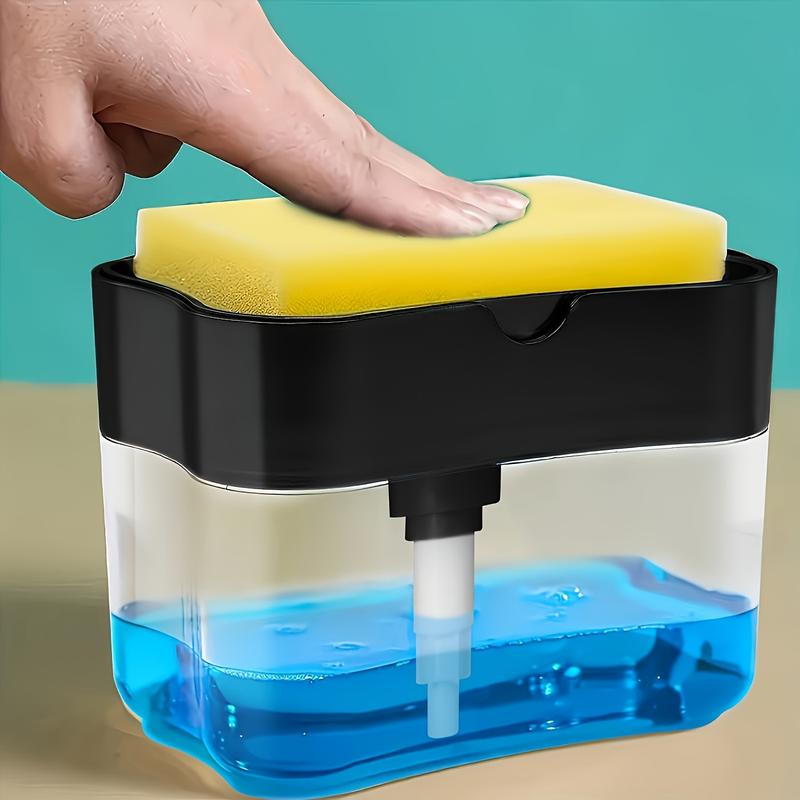 1pc Automatic Dish Soap Dispenser, Battery-Free, Manual Pump, Commercial Kitchen Dishwashing Station, Sponge Holder with Liquid Soap, Industrial Food Service Equipment 0