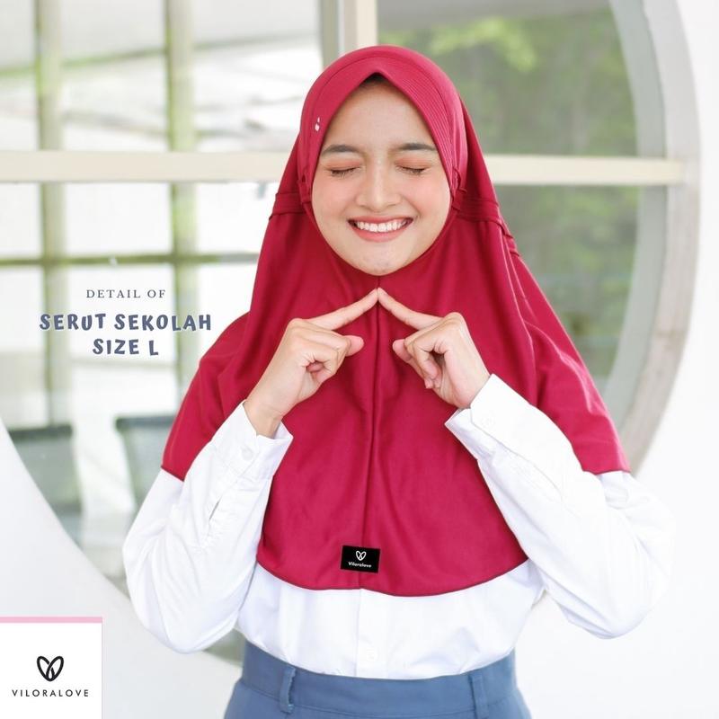 Vilora Premium - Kerudung Sekolah Serut Atas (Hijab Instan Sekolah) Jilbab Muslim 4