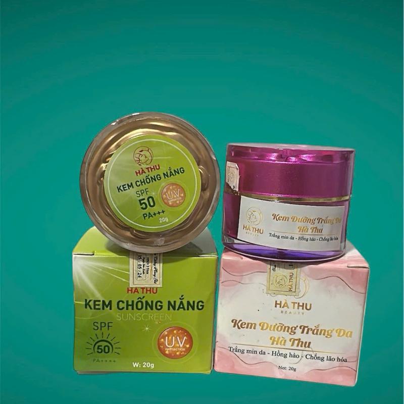 1 kem dưỡng Hà Thu và 1 kem chống nắng Hà Thu skincare
