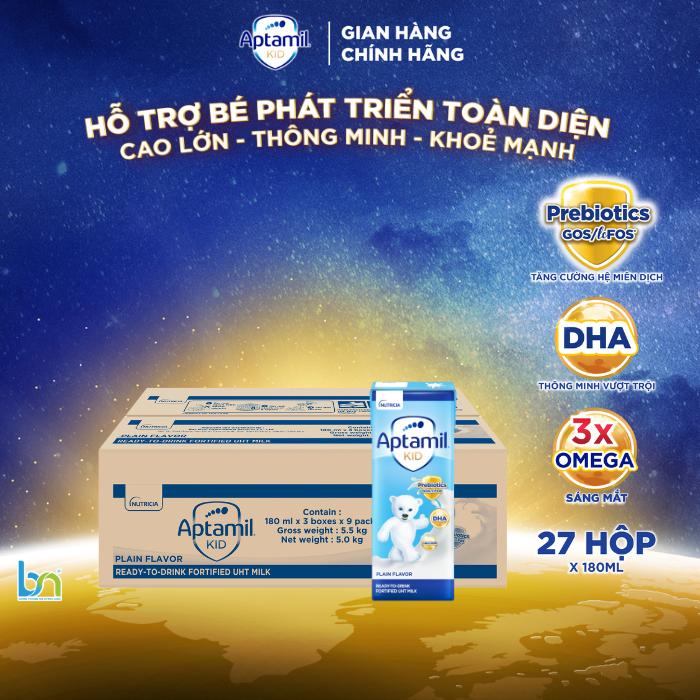 [23.6] Thùng Sữa Công Thức Pha Sẵn Aptamil Kid 180ml 27 hộp Cho Bé Phát Triển Toàn Diện